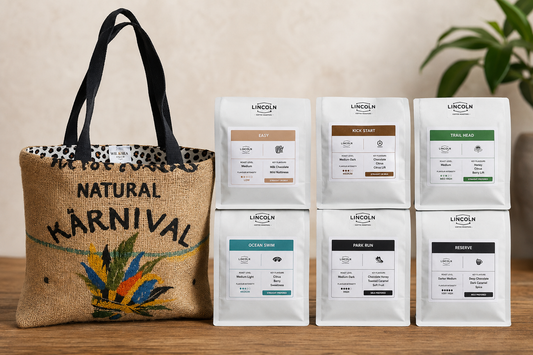 Lincoln tasting pack - 6 x 250g bags + repurposed hessian tote bag