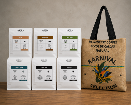 Lincoln tasting pack - 6 x 250g bags + repurposed hessian tote bag